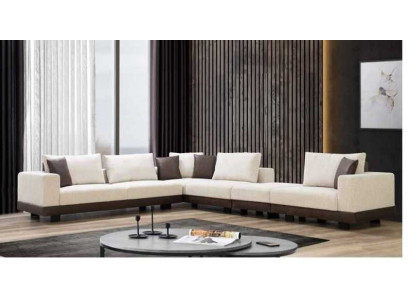Living room Corner sofa Luxury L-shape Couch Textile Furniture Wooden frame Stylish