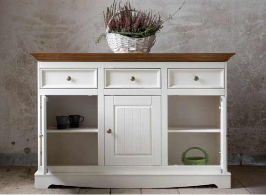 Country house living dining room set 8 pieces suite table sideboard chairs display case furniture