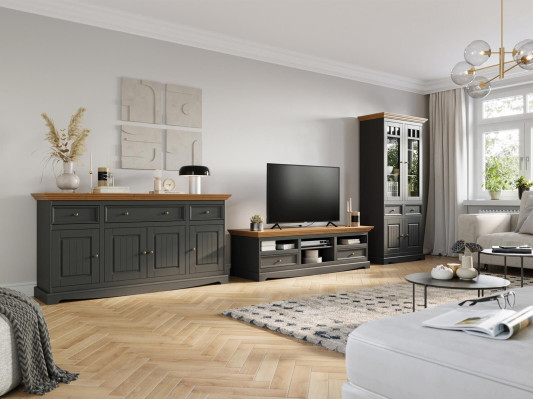 Wall unit Wood Chest of drawers + TV cabinet Sideboard Italian country house furniture 3 pieces. Set new