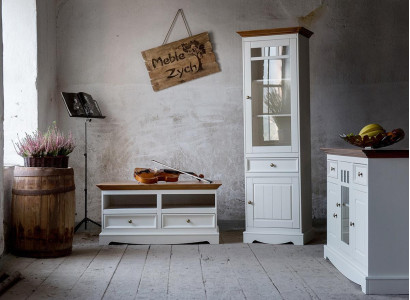 Wall unit display case country house designer furniture 3 pieces. Set Chest of drawers TV cabinet Sideboard Wood
