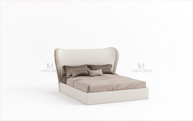 Luxury Design Bed Double Beds Bedroom Furniture Leather Bed Hotel Furnishings
