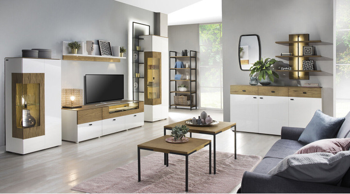 Set Modern Wall unit Showcases TV cabinet Wardrobe Living room Baroque style