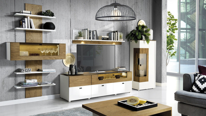 Set Modern Wall unit Display cabinets Shelf Wardrobe Living room Baroque style