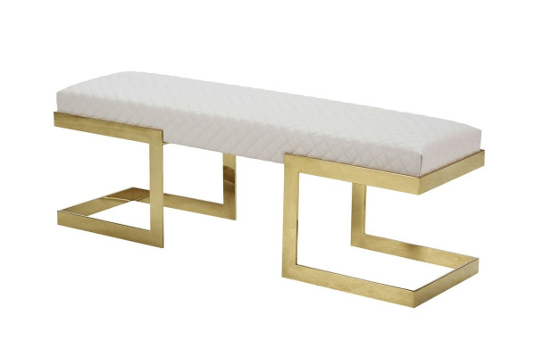 Leather Bench White Bedroom stainless steel Modern Design Furniture Luxury Stool Footstool