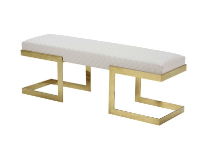 Leather Bench White Bedroom stainless steel Modern Design Furniture Luxury Stool Footstool
