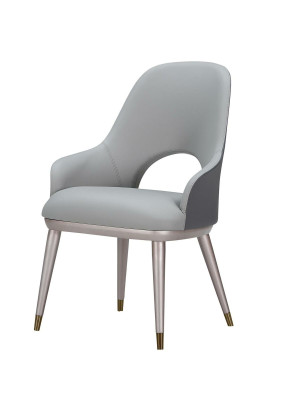 Armchair Chairs Design Furniture Luxury Dining room stainless steel Gray Leather Chair Noble