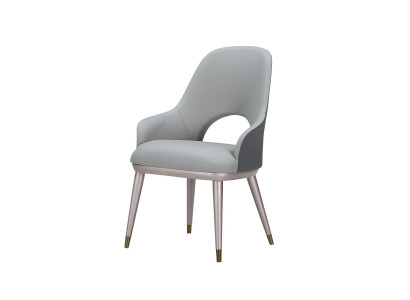 Armchair Chairs Design Furniture Luxury Dining room stainless steel Gray Leather Chair Noble