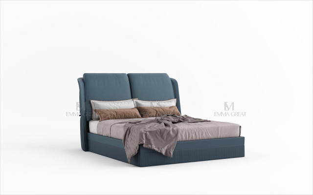 Luxury Bedroom Bed Design Upholstery Beds Furniture Sleep Hotel Blue Double new