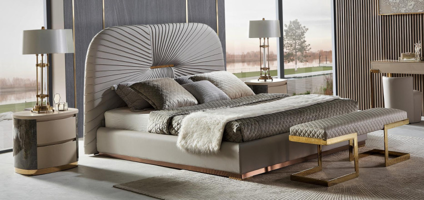 Designer Bed Bedroom Beds Textile Hotel Luxury Upholstery Seat Fabric Italy