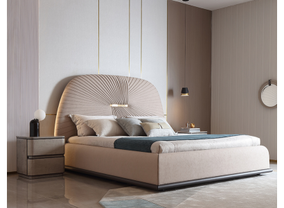 Fabric Design Bed Double Beds Luxury Marriage Modern Hotel Frame Sleep Room