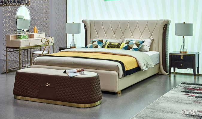 Bed Bedside table Chest of drawers 4 pcs. Bedroom Set Design Modern Luxury Beds new