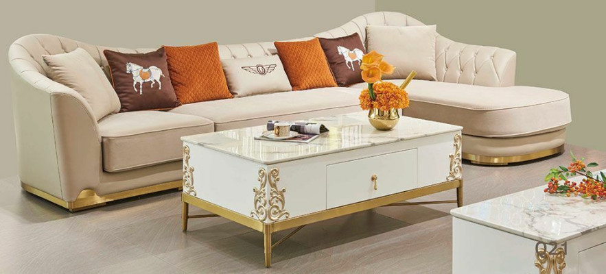 Modern sofa Corner sofa L-shape Coffee table Stool Corner sofa Upholstery Stool 2-piece. set