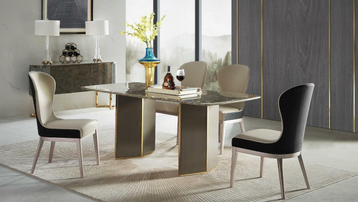 Dining table Marble Dining room Tables Table Design Wood stainless steel Luxury