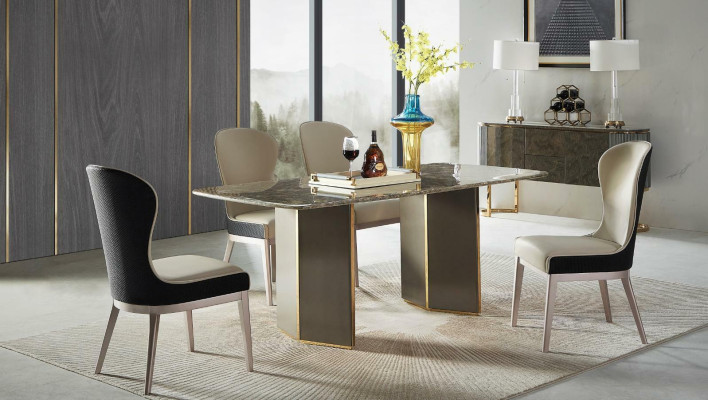 Dining table Marble Dining room Tables Table Design Wood stainless steel Luxury