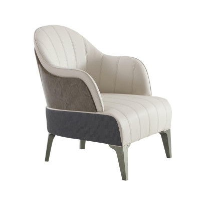 Armchair Living room Modern Design Beige Leather Luxury Lounge Club Furniture