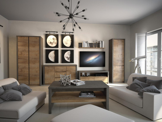 Wall unit Living room Set Display case Lowboard Wall shelf tv Table 6 pcs. Suite new