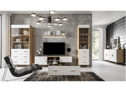 Wall unit Living room Set Display case Chest of drawers Wall shelf Display cabinets Wall units 4 pcs. set