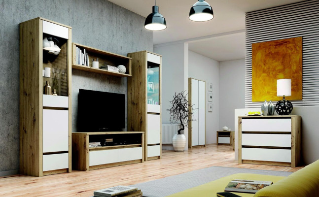 Design Living room Set Display case 2x Chest of drawers Wall unit Wall shelf Shelf Cabinets 4pcs.