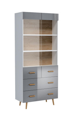 Display case Sideboard Wardrobe Shelf Modern Style Living room Collection Gray Display Cabinets