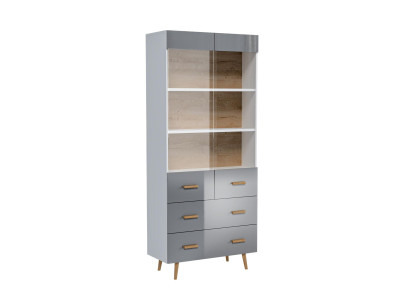 Display case Sideboard Wardrobe Shelf Modern Style Living room Collection Gray Display Cabinets