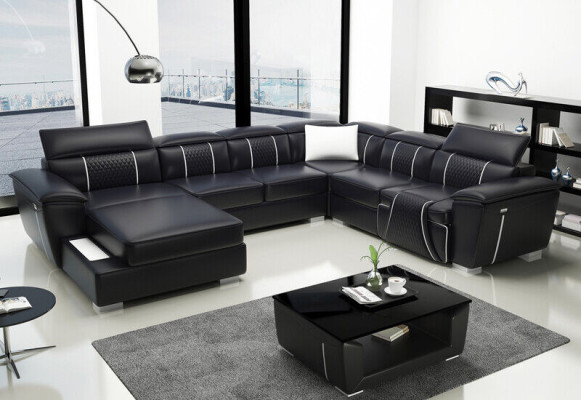 U-shape Corner sofa Sofa Couch Upholstery Suite Leather Textile Fabric
