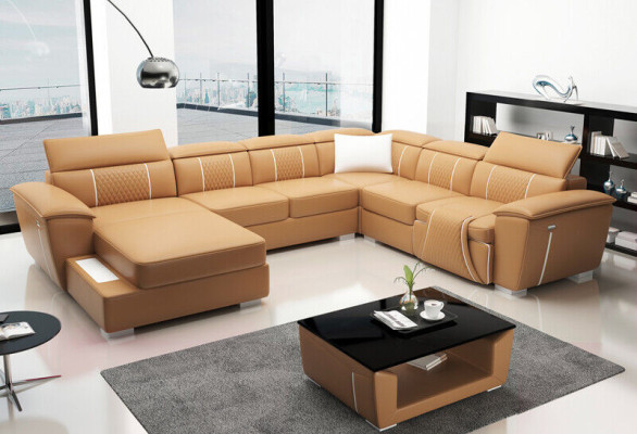 U-shape Corner sofa Sofa Couch Upholstery Suite Leather Textile Fabric