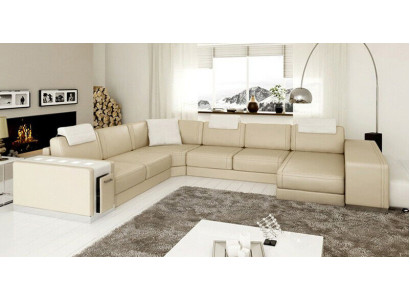 Corner sofa Sofa Living landscape U-shape Upholstery Couch Leather sofa Stool