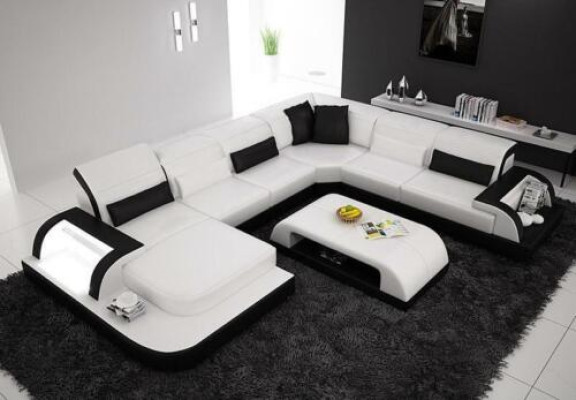 Living landscape Extra luxury class corner sofa couch - corner furniture leather sofa
