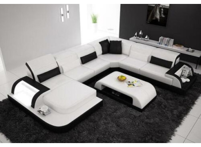 Living landscape Extra luxury class corner sofa couch - corner furniture leather sofa