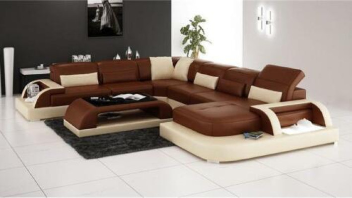 Living landscape Extra luxury class corner sofa couch - corner furniture leather sofa