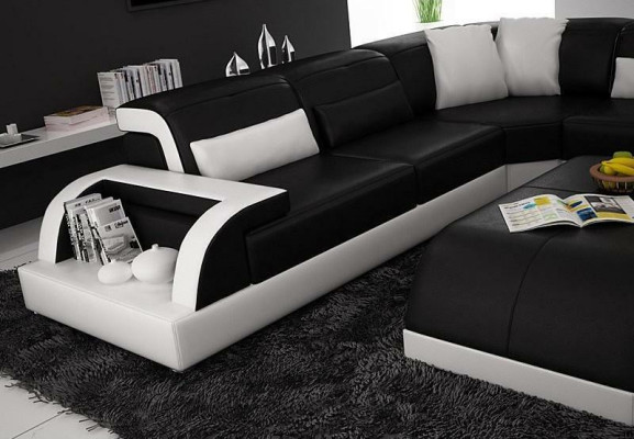 Living landscape Extra luxury class corner sofa couch - corner furniture leather sofa