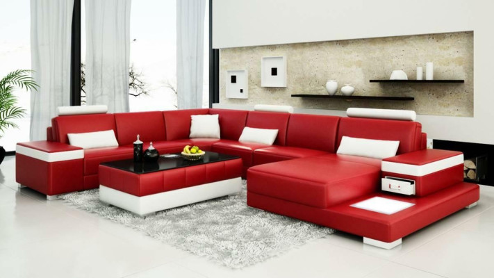 Leather sofa designer sofa U-shape living landscape couch upholstery decorative corner sofa