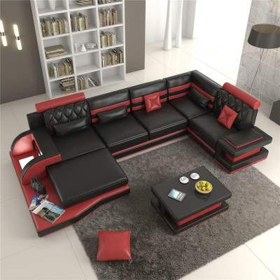 Corner sofa Leather sofa Big xxl U-shape Living landscape Sofa Couch Suite