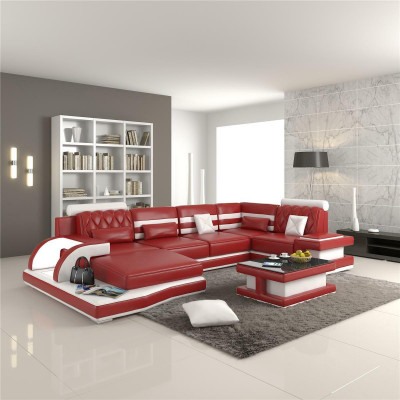Corner sofa Leather sofa Big xxl U-shape Living landscape Sofa Couch Suite