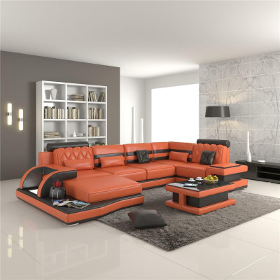Corner sofa Leather sofa Big xxl U-shape Living landscape Sofa Couch Suite