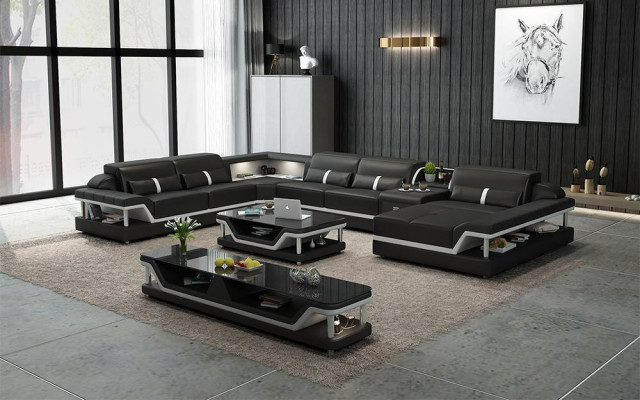 Designer Living landscape U-shape Couch Corner sofa Upholstery Suite Corner suite