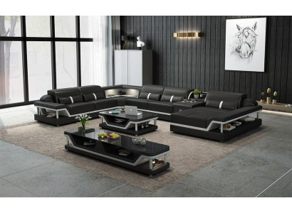 Designer Living landscape U-shape Couch Corner sofa Upholstery Suite Corner suite