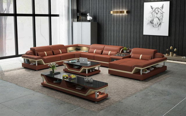 Designer Living landscape U-shape Couch Corner sofa Upholstery Suite Corner suite