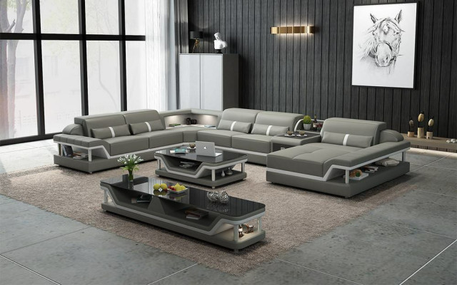 Designer Living landscape U-shape Couch Corner sofa Upholstery Suite Corner suite