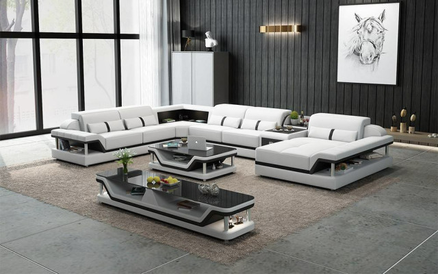 Designer Living landscape U-shape Couch Corner sofa Upholstery Suite Corner suite