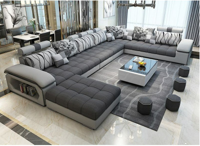 Living landscape Corner sofa U-shape Sofa Couch Leather Design Couch Textile