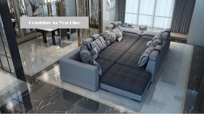 Living landscape Corner sofa U-shape Sofa Couch Leather Design Couch Textile