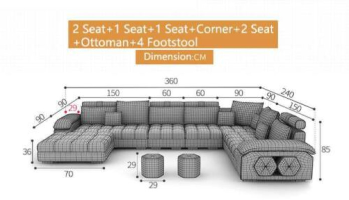 Living landscape Corner sofa U-shape Sofa Couch Leather Design Couch Textile