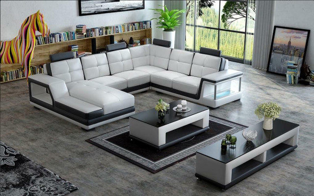 Living landscape U-shape Corner sofa Coffee table Sideboard Design Big Sofa new