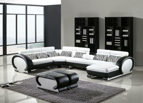 Leather sofa Corner sofa +2x Stool Suite Upholstery U-shape Couch Design