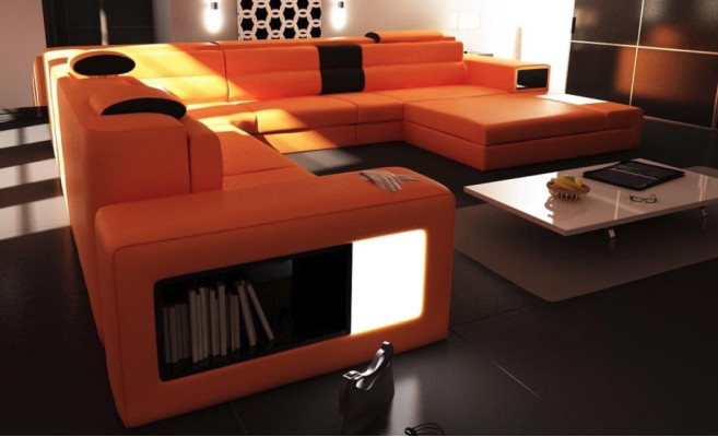 Corner sofa Leather sofa Big xxl U-shape Living landscape Sofa Decorative Couch Suite