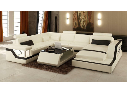 Illuminated Living room Corner sofa Upholstery Corner Seat Suite Leather Couches