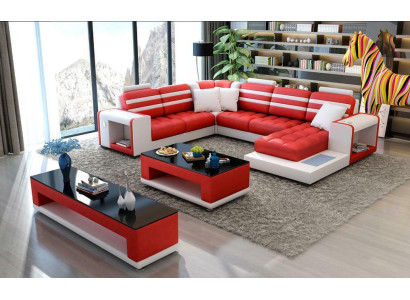 Corner sofa Upholstery Corner sofa U-shape Coffee table Sideboard Leather sofa Living landscape