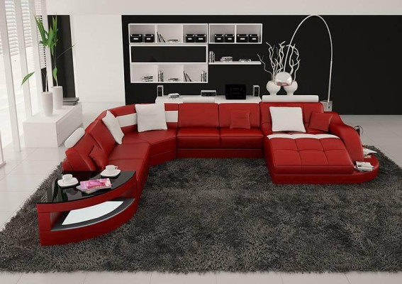 Designer Living landscape Suite Corner suite U-shape Couch Corner sofa Upholstery