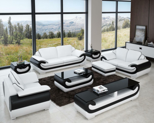 Sofa set 3+2+1 Seater 2x Side table Sideboard Stool 7-piece Living room Set